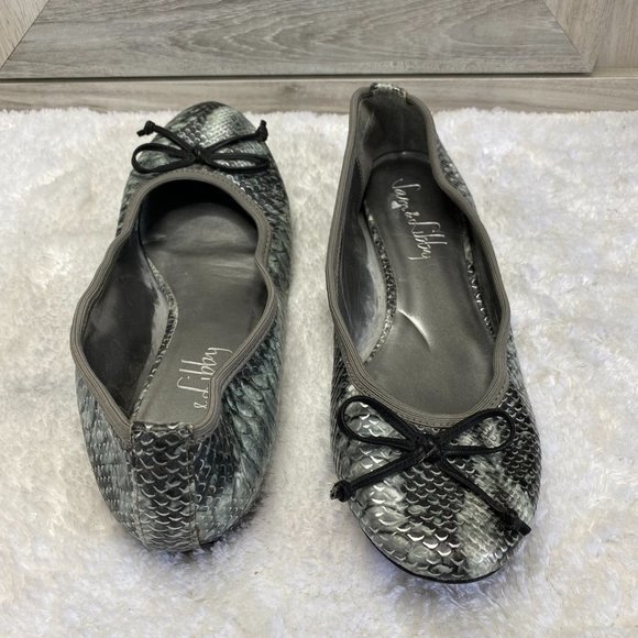 Sam & Libby Johnah Women's Silver Gray Snakeskin Ballet Flats Size 8.5 - Picture 5 of 12